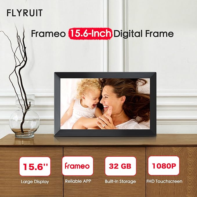 Digital Picture Frame, Frameo 15.6 inch Large Digital Photo Frame WiFi, 1920*1080 IPS FHD Touchscreen, 32GB Storage, Instant Share Pictures Video, Photo Frame Electronic, Gift for Mom, House Warming