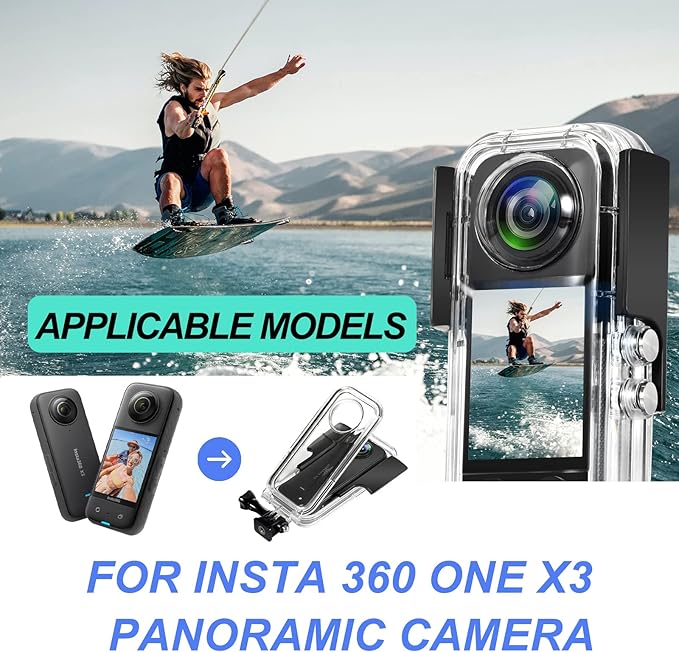Waterproof Case for Insta 360 one X3 Action Camera, Underwater Diving Protective Housing 40M with Bracket Accessories