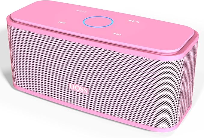DOSS SoundBox Touch Wireless Bluetooth Speaker with 12W HD Sound and Bass, IPX5 Water-Resistant, 20H Playtime, Handsfree, Portable for Office, Home, Outdoor, Travel-Pink