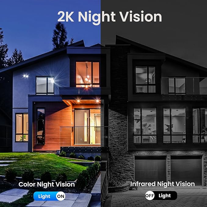 4G LTE Security Cameras Wireless Outdoor, 2K Solar Cellular Security Camera, No WiFi Security Camera, Off Grid With 360° Live View, Color Night Vision, PIR Motion Alerts, 2 Way Talk, Built-In SIM Card