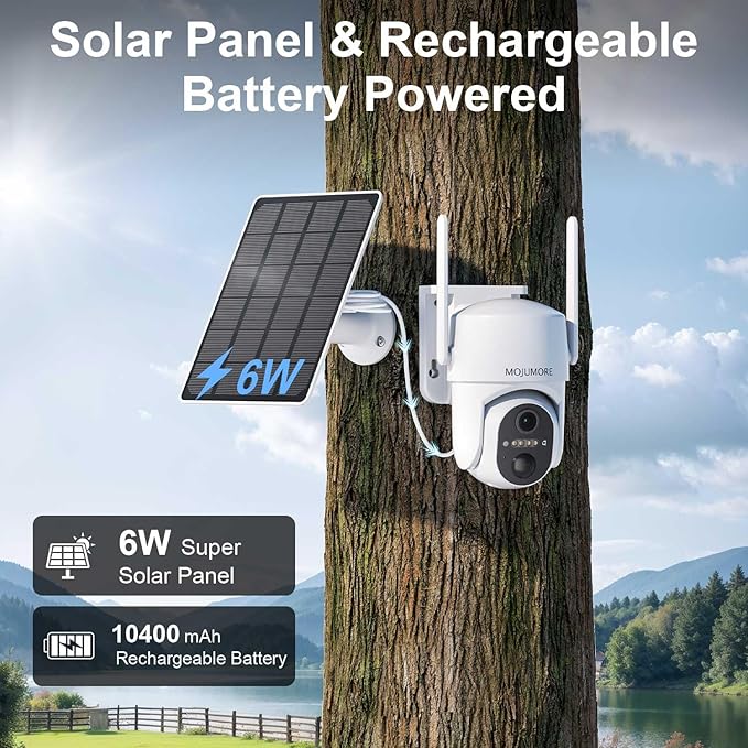 4G LTE Cellular Security Cameras Wireless Outdoor, No WiFi Security Camera, Solar Powered Outdoor Camera Wireless, Smart Human Detection, with SIM Card and 64GB SD Card, Color Night Vision