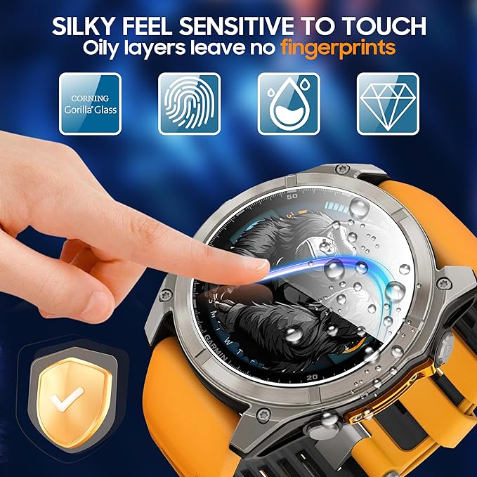 4 Pack Compatible with Garmin Fenix 8 51mm Tempered Glass Screen Protector,for Garmin Fenix 8 51mm Screen Protector Precise Fit,9H Hardness Scratch Resistance