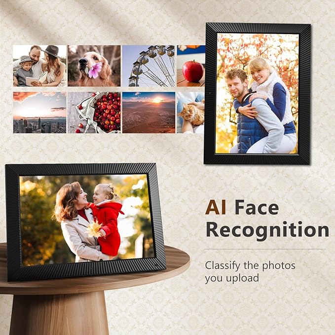 17 Inch Digital Picture Frame, Benibela 2.4G/5G Dual WiFi AI Smart Electronic Photo Frame, Remote Control, Motion Sensor, Wall Mounted, 32GB, Share Mother's Day Video via App Cloud Email USB(16:10)