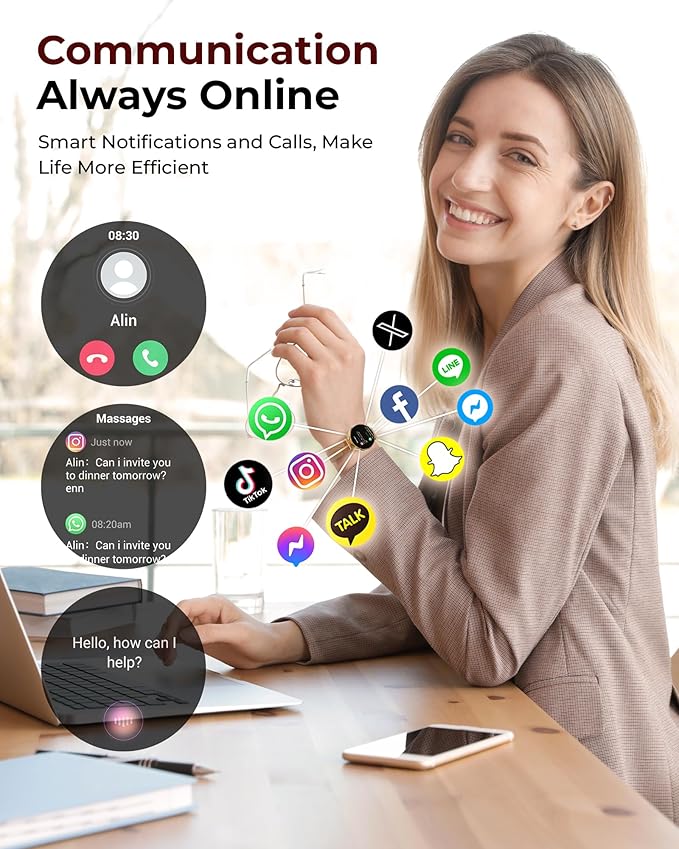 Smart Watches for Women, 1.27″ AMOLED Fitness Tracker with Heart Rate SpO2 Sleep Monitor, 3 Bands, 120+ Sport Modes, Call & Notifications, Smartwatch for Android & iPhone Compatible, 40 mm Rose Gold