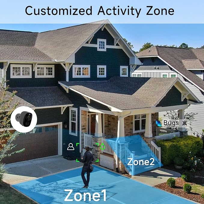 4PC 5G/2.4G Security Cameras Wireless Outdoor,2K Battery Powered Camera for Home Security,WiFi Home Indoor Camera with AI Motion Detection,Siren, Color Night Vision,2-Way Talk, IP65, SD/Cloud,Alexa