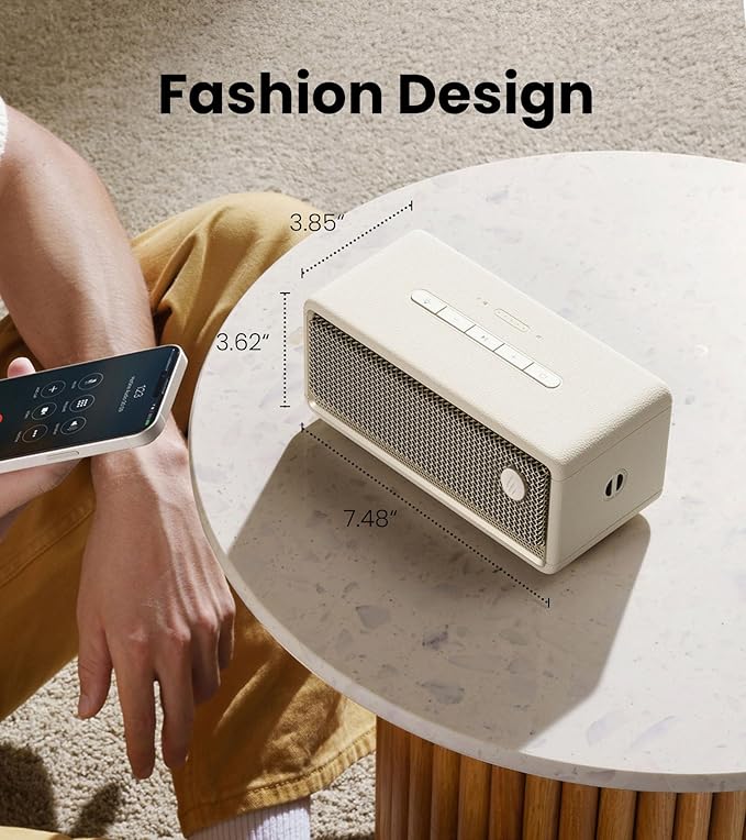 Edifier ES60 Bluetooth Speaker, Portable with Stereo Pairing, IP66 Dustproof & Waterproof 9H Playtime BT5.4 34W RMS Dual Device Connection Ambient Light for Home Party Outdoor Beach – Ivory
