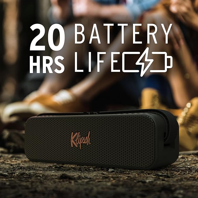 Klipsch The Detroit Portable Bluetooth Speaker with Dual 1" tweeters and 3" woofers, IP67 dust and Waterproof Rating, 20 Hours of Playtime for a Premium Live Concert Experience