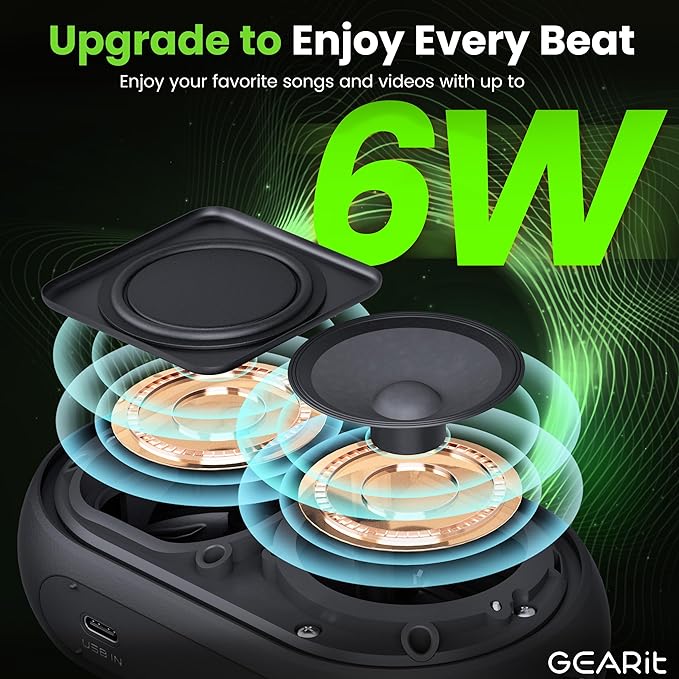 GEARit Ultra Portable Wireless Bluetooth Speaker - IPX7 Waterproof Speaker - 6W Loud Outdoor Speakers - Hands-Free Calling, 5.3 Bluetooth, TWS Pairing - Perfect for Home/Outdoor/Party/Gift