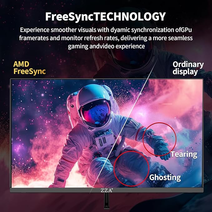 ZZA 24 Inch Gaming Monitor,200HZ|144HZ Computer Monitors,CP Screen FHD 1080P,Curved Monitor 99% sRGB,FreeSync,AMD FreeSync,Blue Light Filter,Gaming & Office,Wall Mountable