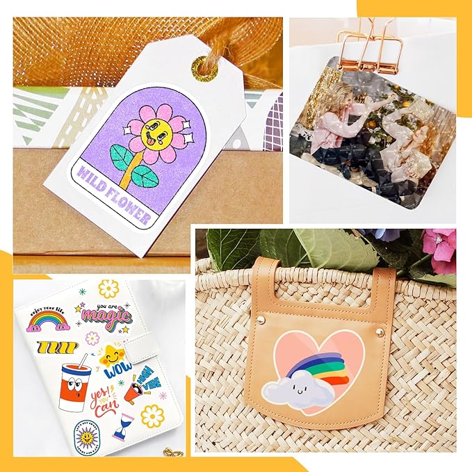 TECKWRAP Laminating Sheets Clear Vinyl Laminate Sheets Sticker Paper for Inkjet Printer Printable Vinyl Stickers, Photo Paper 8.26" x 11.69" A4 28 Sheets (3D Cat Eye, Glitter, Glossy, Matte)