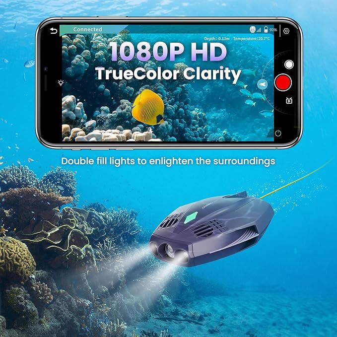 CHASING DORY Underwater Drone - Palm-Sized 1080p Full HD Underwater Drone with Camera for Real Time Viewing, APP Remote Control (Purple)
