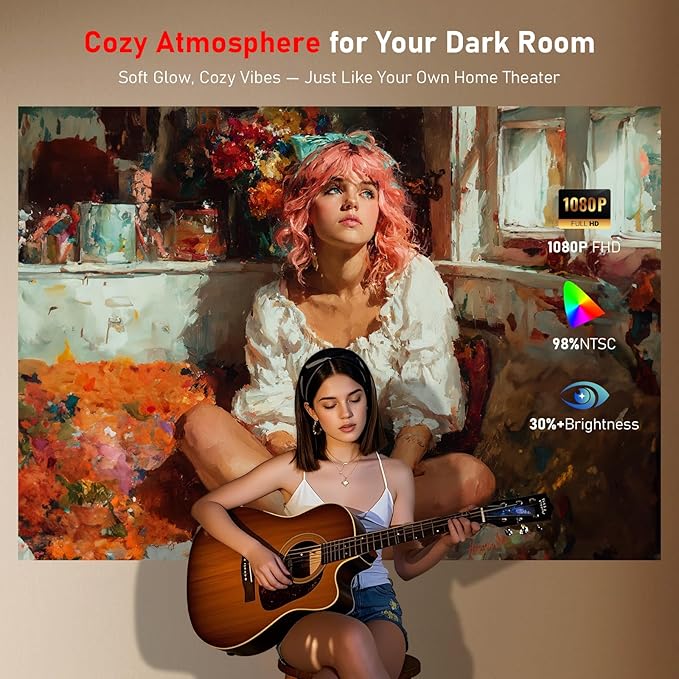 [Ultra-Slim 1.97"| Netflix Licensed | AI Auto Focus | 360° Stand] Smart Mini Projector with WiFi 6 & Bluetooth, Built-in Netflix/YouTube/Disney+/Hulu, DBPOWER N5 Movie Projector for Bedroom (Black)