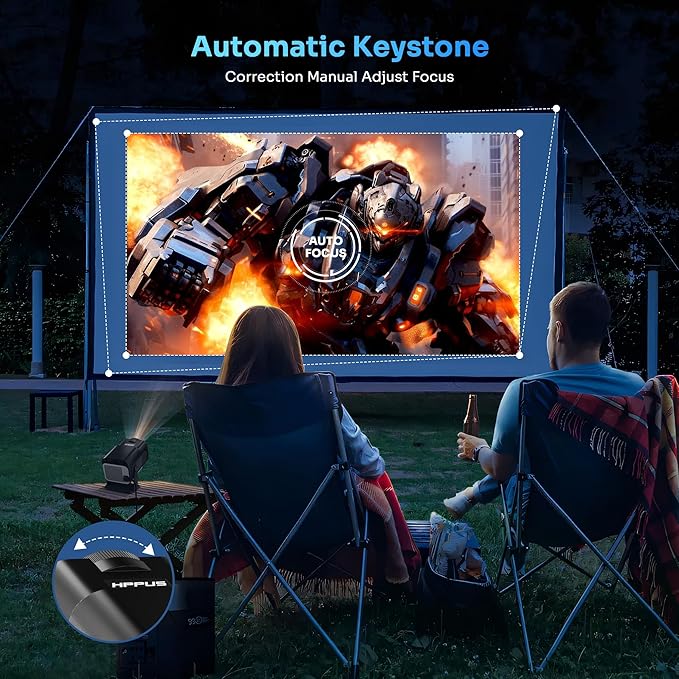 【180°-Rotation Adjustable Stand】HIPPUS Smart Mini Projector with WiFi and Bluetooth,1080P Portable 4k Outdoor Portable Projector,300ASIN LM,Support 2.4G/5G Wi-Fi6, BT5.2 With Android 11,Black.