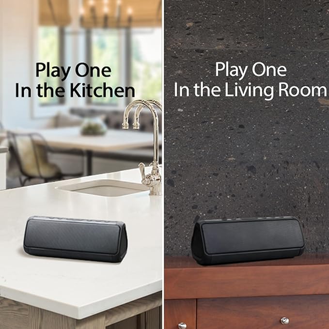 Angle 3 Pro Dual Waterproof Bluetooth Speaker 2-Pack - Powerful Party Speaker Set with 21W Output and 100Ft Range - Dual Stereo Sound by OontZ (Black)