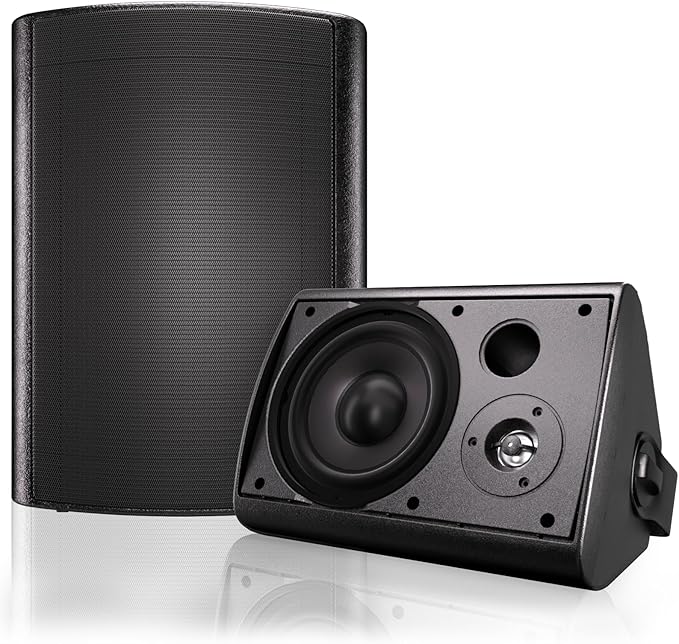 Herdio 6.5 Inches Outdoor Bluetooth Speakers Waterproof with Powerful Bass,Wall Mount Speakers Wired Weather Resistant for Patio Home Deck Porch Backyard 400 Watts(Black)