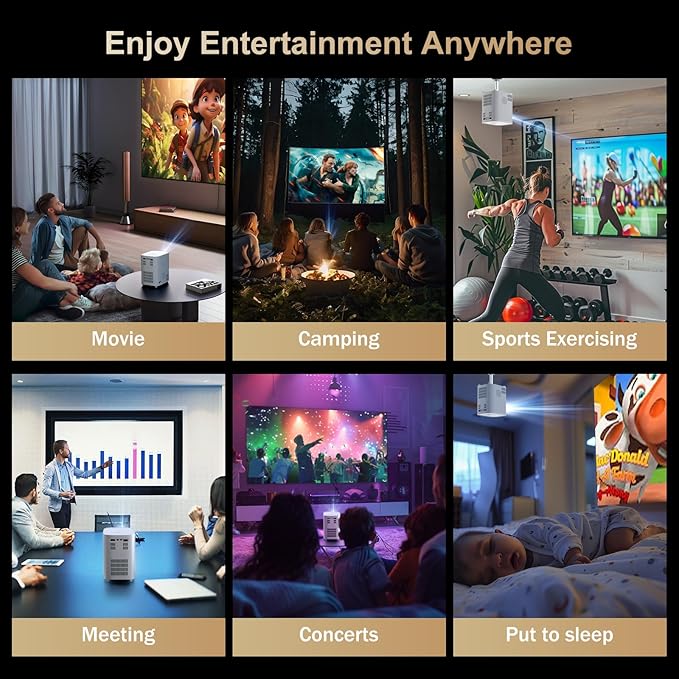 [Electric Focus]Projector with WiFi and Bluetooth, Native 1080P 15,000 Lumens 4K Supported, Agreago Outdoor Movie Projector for Home Theater UP to 300", for iOS/Android/Laptop/TV Stick/HDMI/USB