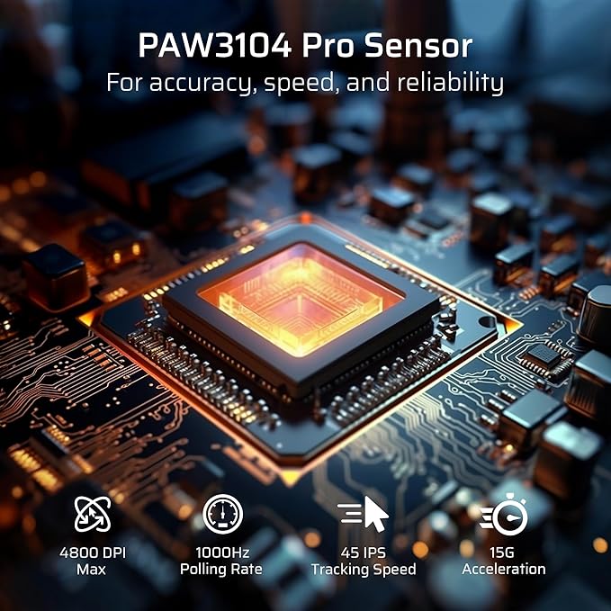 LTC GM023 Tri-Mode Wireless Gaming Mouse, 79g Ultra-Light Honeycomb Ergonomic Gaming Mouse, 2.4Ghz/BT/Wired, 6-Level DPI 4800, 6 Programmable Buttons, Pro Software