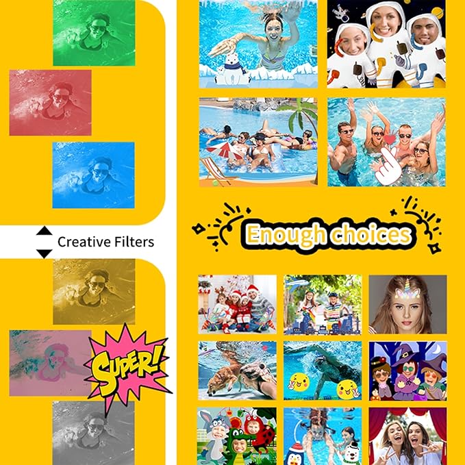 Underwater Camera with 64GB Card,48MP HD Bare-Body 11FT Waterproof Camera for Snorkeling Compact Floatable Digital Camera 2 Batteries and Tripod Come Together (Yellow)