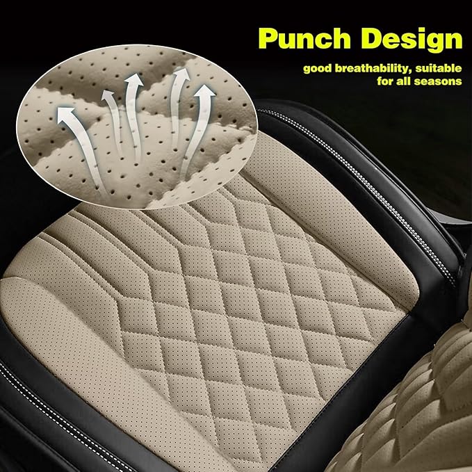 TTX Car Seat Covers 2 Front Seats Fit for Kia Sportage 2009-2026 Breathable Leather Seat Protector with Airbag Compatible Automotive Seat Cushions Cover with Beautiful Patterns (Beige)