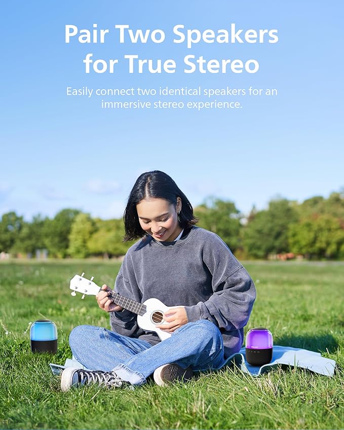 Philips S2108 Portable Bluetooth Speaker, 5W RMS, 7H Playtime, TWS Stereo Pairing, LED Light Effects, USB-C Charging – Punchy bass, Compact Wireless Speaker for Home, Outdoor, Travel