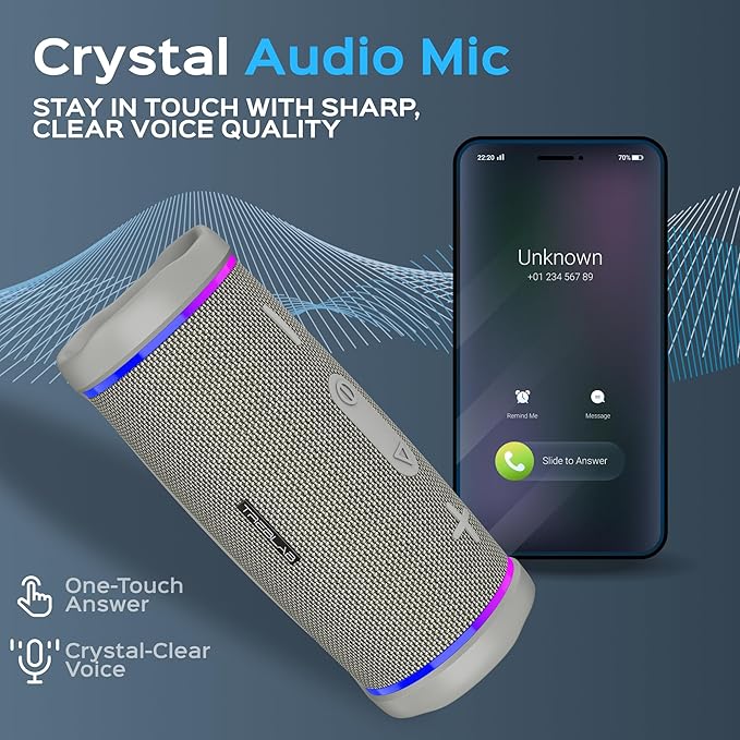 TREBLAB HD77 Bluetooth Speaker - Powerful 360° Sound with Impactful Bass, 30W Portable Wireless Audio, 20H Battery, IPX7 Waterproof, TWS Stereo, Shockproof Design for Outdoor, Beach, Pool, Jobsite