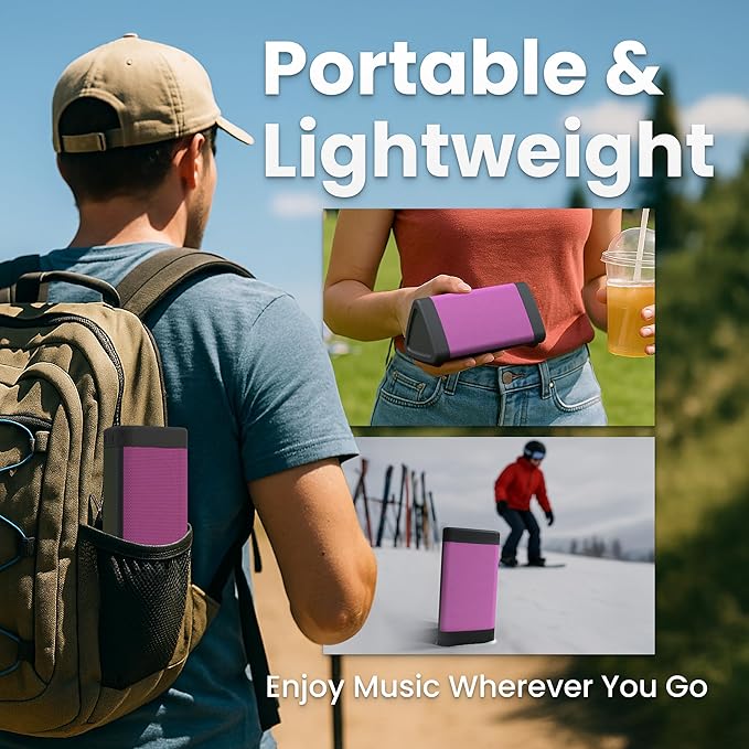 Oontz Upgraded Angle 3 Portable Bluetooth Speaker 5.0, 2 Pack - 10W Sound, 14-Hr Battery, 100ft Wireless Range, IPX5 Water-Resistant, Budget-Friendly Small Speaker for Travel, Outdoor or Home (Pink)