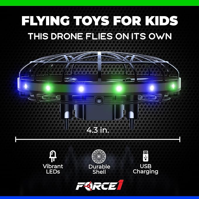 Force1 Scoot LED Hand Operated Drone for Kids or Adults - Hands Free Motion Sensor Mini Drones, Easy Indoor Flying Orb Ball Small UFO Toy for Boys and Girls (Green/Blue)