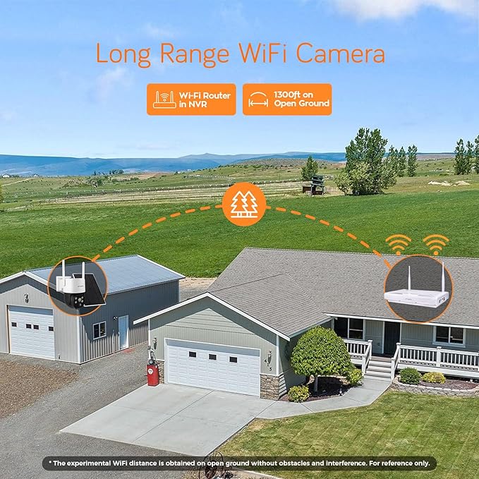 XMARTO Night Color Wire-Free Solar Home Security Camera System with Pan Tilt and Zoom，10-Set CCTV Cameras Kit with 4K 10CH Expandable WiFi NVR 1TB Storage