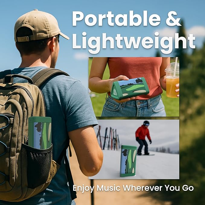 Oontz Upgraded Angle 3 Golf Portable Bluetooth Speaker 5.0-10W Sound, 14-Hr Battery, 100ft Wireless Range, IPX5 Water-Resistant, Budget Small Speaker for Travel, Party, Outdoor or Home (Green)