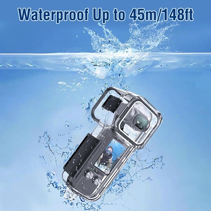 Waterproof Housing Case for DJI Osmo Pocket 3, Touchscreen Underwater Diving Protective Shell Waterproof up to 50m/164/ft with Helmet Bracket & 1/4 Bracket Accessories