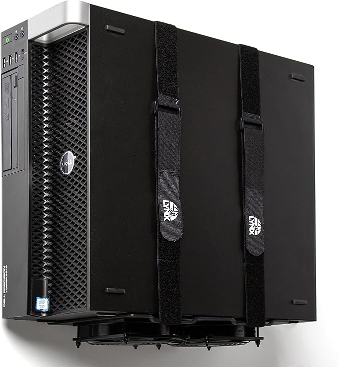 Wall Mount | Vented Computer UPS NAS Server Workstation Uninterruptible Power Supply Wall Bracket Kit with Hardware & Straps + 120mm Case Fan Attachment Points (Fans Not Included) (Medium)