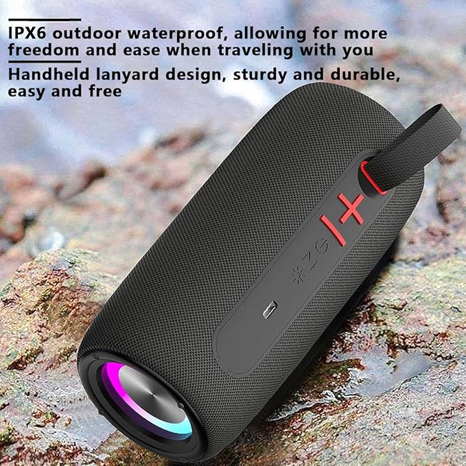 Portable Wireless Bluetooth Speaker: IPX6 Waterproof Audio,fm Radio,Loud USB/TF/AUX Play,LEDlights,TWS interconnected Stereo,Outdoor/Travel/Camping/Riding/Family/Party (red)