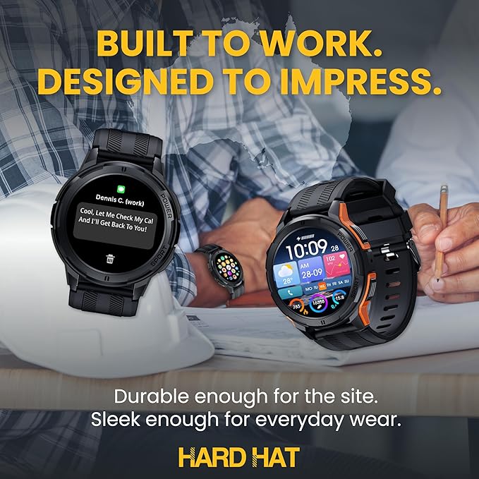Rugged Smart Watch for Men, Foreman Smartwatch, Waterproof Digital Watch for The Toughest Jobs, with Fitness Trackers, Heart Rate Monitor, IP68, Pedometer, Workout Modes and More