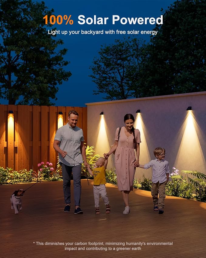 16 Pack Decoration Solar Powered Fence Lamps Outdoor Waterproof with Warm White LED Spot, for Outside Stair, Gate, Mailbox, Backyard, Door, Garage, Garden, Sconce for Enhanced Security, Easy Mount