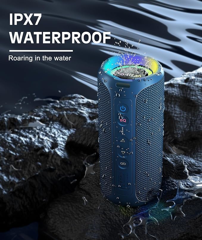 Ortizan Bluetooth Speaker, IPX7 Waterproof, Portable Speakers with HD Sound, Deep Bass, RGB Lights (Notice: X8 Pro Navy and X8 Pro Blue Cannot be paired via TWS Due to Different Bluetooth Versions)