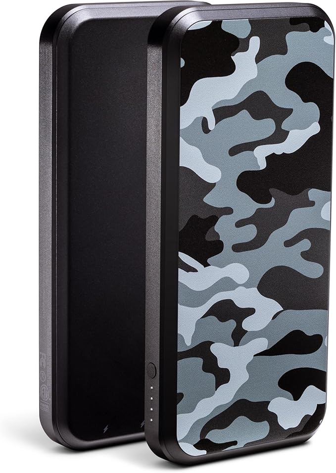 Mophie powerstation prime10 - Portable Power Bank with 10,000mAh Internal Battery, 18W USB-C PD Fast Charging, Charge 3 Devices Simultaneously, LED Power Indicator - Black & White Camo