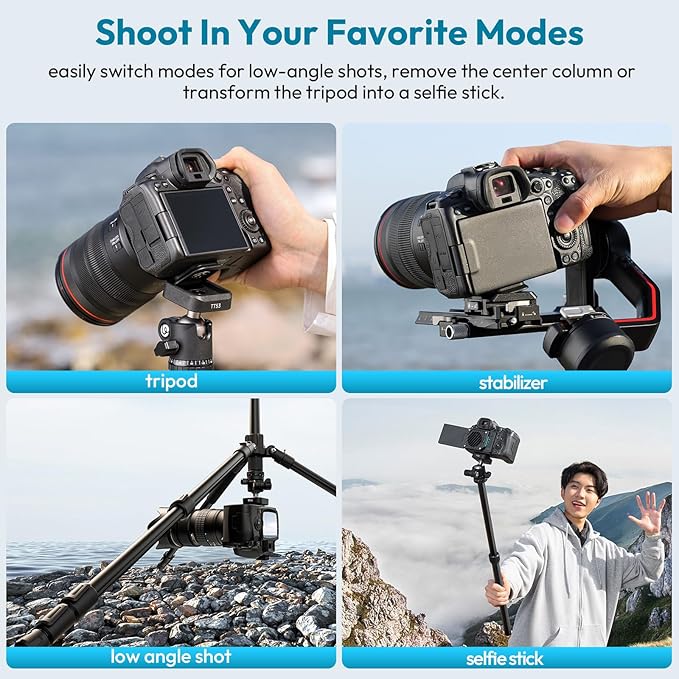 ULANZI TT53 Camera Tripod, 70.8” Travel Tripod for DSLR/Phone, Heavy Duty Fold Portable Stand with 360° Ball Head UKA Quick Release Plate, Lightweight Compact for Photography Vlogging Video Shooting