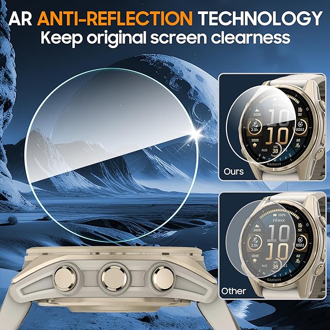 4 Pack Compatible with Garmin Fenix 8 43mm Screen Protector Tempered Glass,for Garmin Fenix 8 43mm Screen Protector Precise Fit,9H Hardness Scratch Resistance