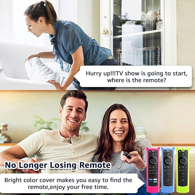 3Packs Fire Stick Remote Cover Case for Alexa Voice Remote (3rd Gen), TV Remote Cover Compatible with Firestick 4k /Stick Lite/Cube Remote Control, Glow in The Dark(Blue & Yellow & Rose Red)