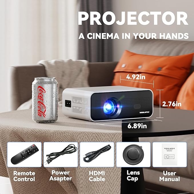 2024 Upgraded Smart Mini Projector with WiFi and Bluetooth – 4K HD Support, Auto Keystone, Electric Focus, Android 11 TV, Phone Control – Portable Home Theater for Indoor & Outdoor Movies
