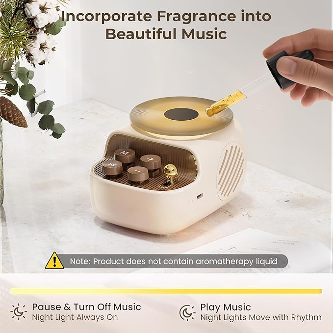 Speakers Bluetooth Wireless, 3 in 1 Protable Cute Speakers with Aromatic Tray, Vintage Record Player Look, Adjustable Ambient Lights for Home Office Decor, Gifts for Mother, Girlfriend, Men
