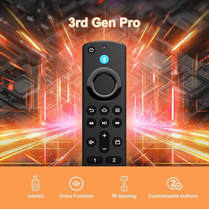 Voice Remote Control Fit for All Fireseries TV Cube/Stick, Compatible with Stick (2nd/3rd Gen)/Lite/HD, Stick 4K/4KMax (1st/2nd Gen), and for All Insignia-Toshiba-Pioneer-Omni QLED Series