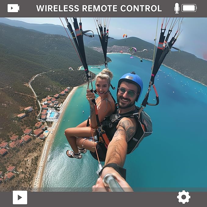 4K60FPS 30MP Action Camera with Front LCD and Touch Rear Screens, Underwater Camera with 64GB Memory Card, 132FT Waterproof Camera, EIS, 5X Zoom, WiFi Remote Control（Blue）