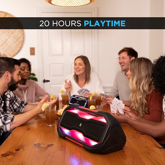 Altec Lansing ROCKBOX XL Wireless Bluetooth Speaker, Portable Waterproof with 20 Hour Playtime and 5 Illuminating LED Light Modes, Floating Wireless Speaker for Indoors and Outdoors