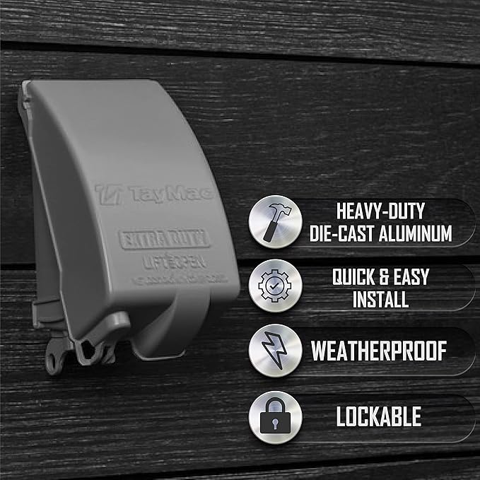 TayMac MX4280S 1-Gang Extra Duty In-Use Cover, Weatherproof Metal Low Profile 8-in-1, 3.5 in. Deep, Vertical, Gray