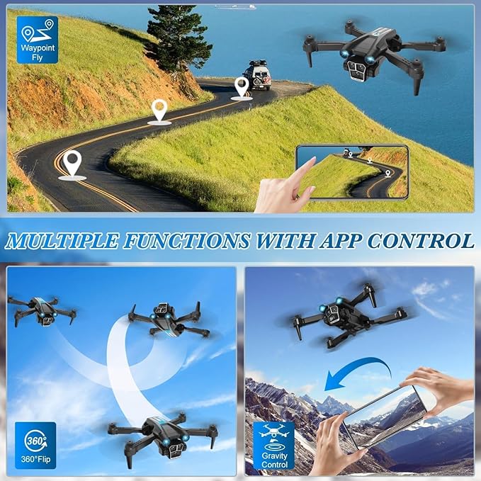 Drone with Camera 1080P HD, Mini Drone for Beginners Kids Adults, RC Quadcopter with 2 Batteries, Carrying Case, Stable Hover, Trajectory Flight, Gravity Control, Toys Gifts for Teen Boys Girls