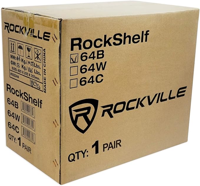 Rockville Pair RockShelf 64B V2 400W Black 6.5" Bookshelf Speakers, 4 Ohm, Kevlar Woofers, Silk Dome Tweeter, Wall-Mountable, for Home Theater and Music Enthusiasts