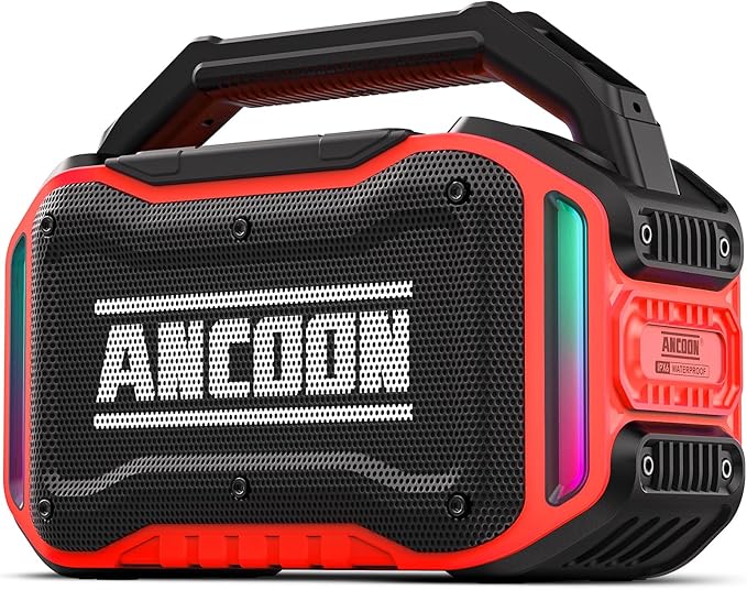 Speakers Bluetooth Wireless: 80W(Peak) Loud Speaker with Bass, 20H Playtime, IPX6 Waterproof, Large Jobsite Speakers for Work, Outdoor, Workshop, Garage, Portable Speaker with TWS (Red)