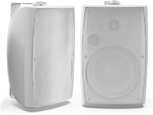 Herdio 8 inch 600W Outdoor Bluetooth Speakers Waterproof Wired with Powerful Bass, TWS Pairing Wall Mount Durable Loud Sound System Suitable for Patio Garden Porch Backyard Home Theater (1 Pair White)