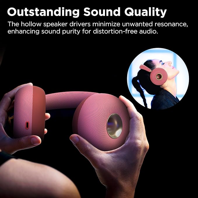 BUGANI AirCore Open-Ear Wireless Headphones: Bluetooth 5.3 Over-Ear Headset with Removable Noise-Canceling Ear Caps, Dual-Driver HiFi Sound, 24H Battery Life Comfortable Fit, Type-C Fast Charging